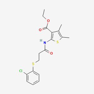 molecular formula C18H20ClNO3S2 B12129652 Ethyl 2-{3-[(2-chlorophenyl)sulfanyl]propanamido}-4,5-dimethylthiophene-3-carboxylate 