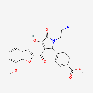 molecular formula C26H26N2O7 B12129682 methyl 4-{1-[2-(dimethylamino)ethyl]-4-hydroxy-3-[(7-methoxy-1-benzofuran-2-yl)carbonyl]-5-oxo-2,5-dihydro-1H-pyrrol-2-yl}benzoate 