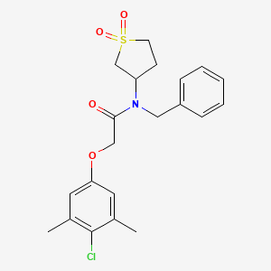 molecular formula C21H24ClNO4S B12129690 N-benzyl-2-(4-chloro-3,5-dimethylphenoxy)-N-(1,1-dioxidotetrahydrothiophen-3-yl)acetamide 