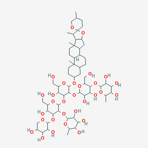 molecular formula C62H102O30 B121297 3beta-(alpha-L-Rhamnosyl-(1-2),beta-D-glucopyranosyl-(1-3)-beta-D-glucopyranosyl(beta-D-xylopyranosyl-(1-4)-alpha-L-rhamnopyranosyl-(1-2))-beta-D-glucopyranosyl)-25R-5alpha-spirostane CAS No. 140400-46-0