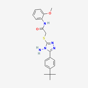 molecular formula C21H25N5O2S B12129702 2-{[4-amino-5-(4-tert-butylphenyl)-4H-1,2,4-triazol-3-yl]sulfanyl}-N-(2-methoxyphenyl)acetamide 