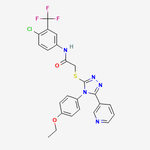 molecular formula C24H19ClF3N5O2S B12129778 N-[4-chloro-3-(trifluoromethyl)phenyl]-2-{[4-(4-ethoxyphenyl)-5-(pyridin-3-yl)-4H-1,2,4-triazol-3-yl]sulfanyl}acetamide 