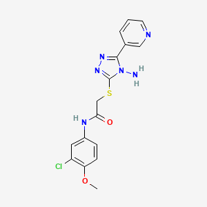 molecular formula C16H15ClN6O2S B12129809 2-(4-amino-5-(3-pyridyl)(1,2,4-triazol-3-ylthio))-N-(3-chloro-4-methoxyphenyl) acetamide 