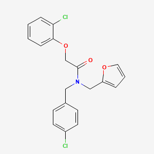 molecular formula C20H17Cl2NO3 B12129961 N-(4-chlorobenzyl)-2-(2-chlorophenoxy)-N-(furan-2-ylmethyl)acetamide 