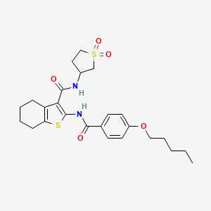 molecular formula C25H32N2O5S2 B12129962 N-(1,1-dioxidotetrahydrothiophen-3-yl)-2-({[4-(pentyloxy)phenyl]carbonyl}amino)-4,5,6,7-tetrahydro-1-benzothiophene-3-carboxamide 