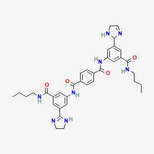 molecular formula C36H42N8O4 B1212999 N1-[3-(butylcarbamoyl)-5-(2,5-dihydro-1H-imidazol-2-yl)phenyl]-N4-[3-(butylcarbamoyl)-5-(4,5-dihydro-1H-imidazol-2-yl)phenyl]terephthalamide 