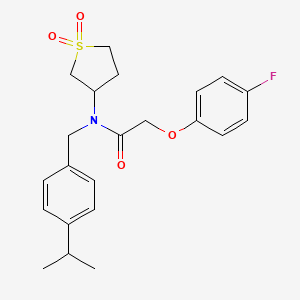 molecular formula C22H26FNO4S B12130037 N-(1,1-dioxidotetrahydrothiophen-3-yl)-2-(4-fluorophenoxy)-N-[4-(propan-2-yl)benzyl]acetamide 