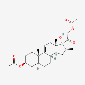 molecular formula C26H38O6 B1213005 [2-[(3S,5S,8S,10S,13S,14S,16S,17R)-3-acetyloxy-17-hydroxy-10,13,16-trimethyl-1,2,3,4,5,6,7,8,12,14,15,16-dodecahydrocyclopenta[a]phenanthren-17-yl]-2-oxoethyl] acetate CAS No. 50633-44-8