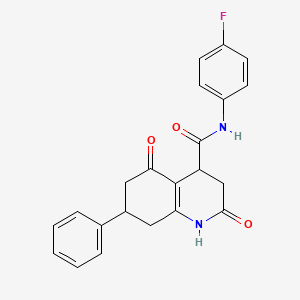 molecular formula C22H19FN2O3 B12130069 N-(4-fluorophenyl)-2-hydroxy-5-oxo-7-phenyl-3,4,5,6,7,8-hexahydroquinoline-4-carboxamide 