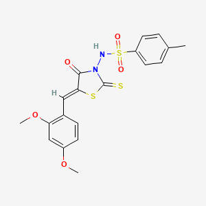 molecular formula C19H18N2O5S3 B12130111 N-[(5Z)-5-(2,4-dimethoxybenzylidene)-4-oxo-2-thioxo-1,3-thiazolidin-3-yl]-4-methylbenzenesulfonamide 