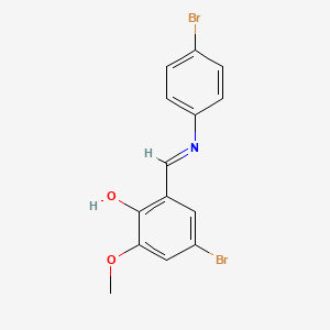 molecular formula C14H11Br2NO2 B12130209 Phenol, 4-bromo-2-[[(4-bromophenyl)imino]methyl]-6-methoxy- CAS No. 683249-10-7