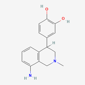 molecular formula C16H18N2O2 B1213021 4-(8-Amino-2-methyl-1,2,3,4-tetrahydroisoquinolin-4-yl)benzene-1,2-diol CAS No. 69275-19-0