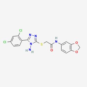 molecular formula C17H13Cl2N5O3S B12130235 2-{[4-amino-5-(2,4-dichlorophenyl)-4H-1,2,4-triazol-3-yl]sulfanyl}-N-(1,3-benzodioxol-5-yl)acetamide 
