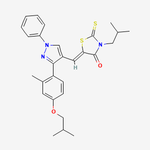 molecular formula C28H31N3O2S2 B12130237 (5Z)-5-({3-[2-methyl-4-(2-methylpropoxy)phenyl]-1-phenyl-1H-pyrazol-4-yl}methylidene)-3-(2-methylpropyl)-2-thioxo-1,3-thiazolidin-4-one 