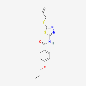 molecular formula C15H17N3O2S2 B12130262 N-[5-(prop-2-en-1-ylsulfanyl)-1,3,4-thiadiazol-2-yl]-4-propoxybenzamide 