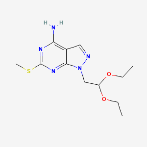molecular formula C12H19N5O2S B1213030 4-Amino-6-methylthio-1-(2',2'-diethoxyethyl)-1H-pyrazolo(3,4-d)pyrimidine CAS No. 153901-71-4