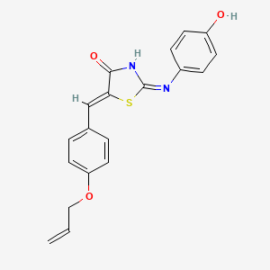 molecular formula C19H16N2O3S B12130312 (2E,5Z)-2-[(4-hydroxyphenyl)imino]-5-[4-(prop-2-en-1-yloxy)benzylidene]-1,3-thiazolidin-4-one 