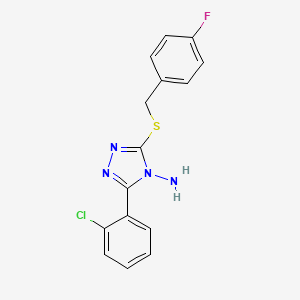 molecular formula C15H12ClFN4S B12130339 3-(2-Chlorophenyl)-5-[(4-fluorophenyl)methylthio]-1,2,4-triazole-4-ylamine 
