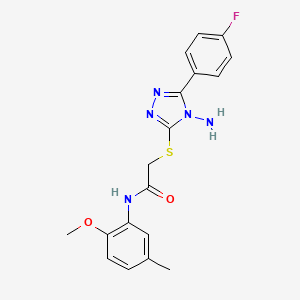 molecular formula C18H18FN5O2S B12130372 2-{[4-amino-5-(4-fluorophenyl)-4H-1,2,4-triazol-3-yl]sulfanyl}-N-(2-methoxy-5-methylphenyl)acetamide 