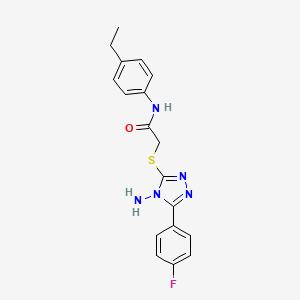 molecular formula C18H18FN5OS B12130385 2-{[4-amino-5-(4-fluorophenyl)-4H-1,2,4-triazol-3-yl]sulfanyl}-N-(4-ethylphenyl)acetamide 