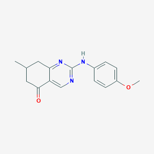 molecular formula C16H17N3O2 B12130404 2-[(4-methoxyphenyl)amino]-7-methyl-7,8-dihydroquinazolin-5(6H)-one 