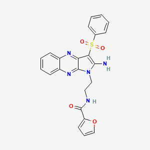 molecular formula C23H19N5O4S B12130428 N-{2-[2-amino-3-(phenylsulfonyl)-1H-pyrrolo[2,3-b]quinoxalin-1-yl]ethyl}furan-2-carboxamide 