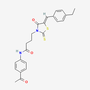 molecular formula C24H24N2O3S2 B12130513 N-(4-acetylphenyl)-4-[(5Z)-5-(4-ethylbenzylidene)-4-oxo-2-thioxo-1,3-thiazolidin-3-yl]butanamide 