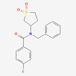 molecular formula C18H18FNO3S B12130517 N-benzyl-N-(1,1-dioxidotetrahydrothiophen-3-yl)-4-fluorobenzamide 