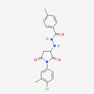 molecular formula C19H18ClN3O3 B12130537 N'-[1-(4-chloro-3-methylphenyl)-2,5-dioxopyrrolidin-3-yl]-4-methylbenzohydrazide 