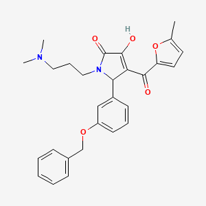 molecular formula C28H30N2O5 B12130635 5-[3-(benzyloxy)phenyl]-1-[3-(dimethylamino)propyl]-3-hydroxy-4-(5-methylfuran-2-carbonyl)-2,5-dihydro-1H-pyrrol-2-one 