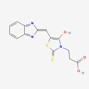 molecular formula C14H11N3O3S2 B12130650 3-[(5Z)-5-(1H-benzimidazol-2-ylmethylidene)-4-oxo-2-sulfanylidene-1,3-thiazolidin-3-yl]propanoic acid 