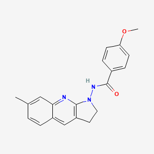 molecular formula C20H19N3O2 B12130657 4-methoxy-N-(7-methyl-2,3-dihydro-1H-pyrrolo[2,3-b]quinolin-1-yl)benzamide 