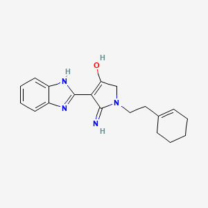 molecular formula C19H22N4O B12130684 5-amino-4-(1H-benzimidazol-2-yl)-1-[2-(cyclohex-1-en-1-yl)ethyl]-1,2-dihydro-3H-pyrrol-3-one 
