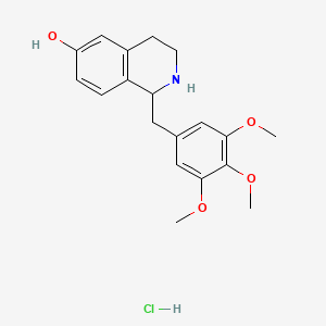 molecular formula C19H24ClNO4 B1213069 1-(3,4,5-Trimethoxybenzyl)-6-hydroxy-1,2,3,4-tetrahydroisoquinoline hydrochloride CAS No. 38085-10-8