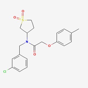 molecular formula C20H22ClNO4S B12130695 N-(3-chlorobenzyl)-N-(1,1-dioxidotetrahydrothiophen-3-yl)-2-(4-methylphenoxy)acetamide 
