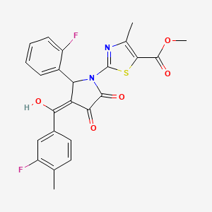 molecular formula C24H18F2N2O5S B12130712 Methyl 2-(3-(3-fluoro-4-methylbenzoyl)-2-(2-fluorophenyl)-4-hydroxy-5-oxo-2,5-dihydro-1H-pyrrol-1-yl)-4-methylthiazole-5-carboxylate CAS No. 618072-60-9