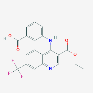 molecular formula C20H15F3N2O4 B12130752 3-{[3-(Ethoxycarbonyl)-7-(trifluoromethyl)-4-quinolyl]amino}benzoic acid 
