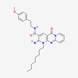 molecular formula C29H35N5O3 B12130900 6-imino-N-[2-(4-methoxyphenyl)ethyl]-7-octyl-2-oxo-1,7,9-triazatricyclo[8.4.0.03,8]tetradeca-3(8),4,9,11,13-pentaene-5-carboxamide 