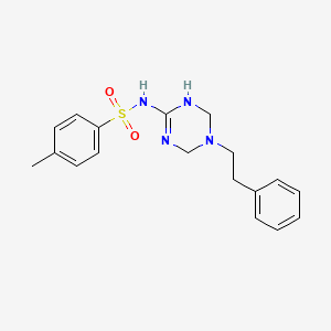molecular formula C18H22N4O2S B12130931 4-methyl-N-[5-(2-phenylethyl)-1,4,5,6-tetrahydro-1,3,5-triazin-2-yl]benzenesulfonamide 