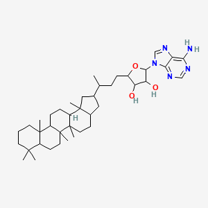 B1213097 2-[3-(5a,5b,8,8,11a,13b-Hexamethyl-1,2,3,3a,4,5,6,7,7a,9,10,11,11b,12,13,13a-hexadecahydrocyclopenta[a]chrysen-2-yl)butyl]-5-(6-aminopurin-9-yl)oxolane-3,4-diol CAS No. 97885-00-2