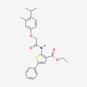 molecular formula C25H27NO4S B12131001 Ethyl 2-({[3-methyl-4-(propan-2-yl)phenoxy]acetyl}amino)-5-phenylthiophene-3-carboxylate 