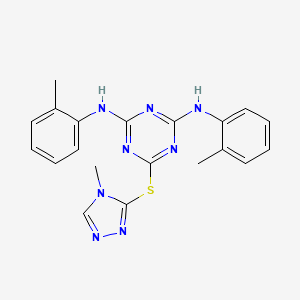 molecular formula C20H20N8S B12131009 N,N'-bis(2-methylphenyl)-6-[(4-methyl-4H-1,2,4-triazol-3-yl)sulfanyl]-1,3,5-triazine-2,4-diamine 