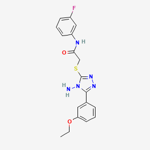 molecular formula C18H18FN5O2S B12131111 2-[4-amino-5-(3-ethoxyphenyl)(1,2,4-triazol-3-ylthio)]-N-(3-fluorophenyl)aceta mide 