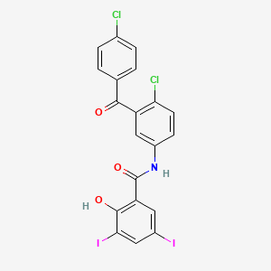 molecular formula C20H11Cl2I2NO3 B1213112 n-[4-Chloro-3-(4-chlorobenzoyl)phenyl]-2-hydroxy-3,5-diiodobenzamide CAS No. 80859-11-6