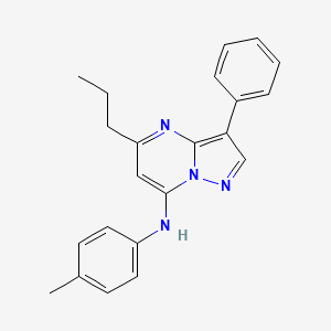 molecular formula C22H22N4 B12131240 N-(4-methylphenyl)-3-phenyl-5-propylpyrazolo[1,5-a]pyrimidin-7-amine CAS No. 890626-59-2