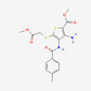molecular formula C17H18N2O5S2 B12131246 Methyl 3-amino-5-[(2-methoxy-2-oxoethyl)sulfanyl]-4-(4-methylbenzamido)thiophene-2-carboxylate 