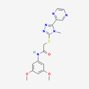 molecular formula C17H18N6O3S B12131256 N-(3,5-dimethoxyphenyl)-2-{[4-methyl-5-(pyrazin-2-yl)-4H-1,2,4-triazol-3-yl]sulfanyl}acetamide 