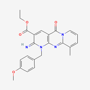 molecular formula C23H22N4O4 B12131282 Ethyl 2-imino-1-[(4-methoxyphenyl)methyl]-10-methyl-5-oxo-1,6-dihydropyridino[2,3-d]pyridino[1,2-a]pyrimidine-3-carboxylate 