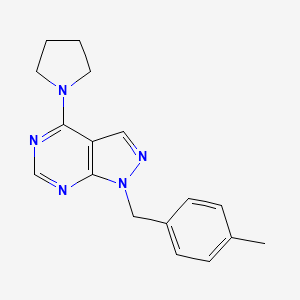 molecular formula C17H19N5 B1213136 1-[(4-Methylphenyl)methyl]-4-(1-pyrrolidinyl)pyrazolo[3,4-d]pyrimidine 