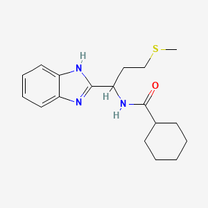 molecular formula C18H25N3OS B12131423 N-[1-(1H-benzimidazol-2-yl)-3-(methylsulfanyl)propyl]cyclohexanecarboxamide CAS No. 748779-06-8